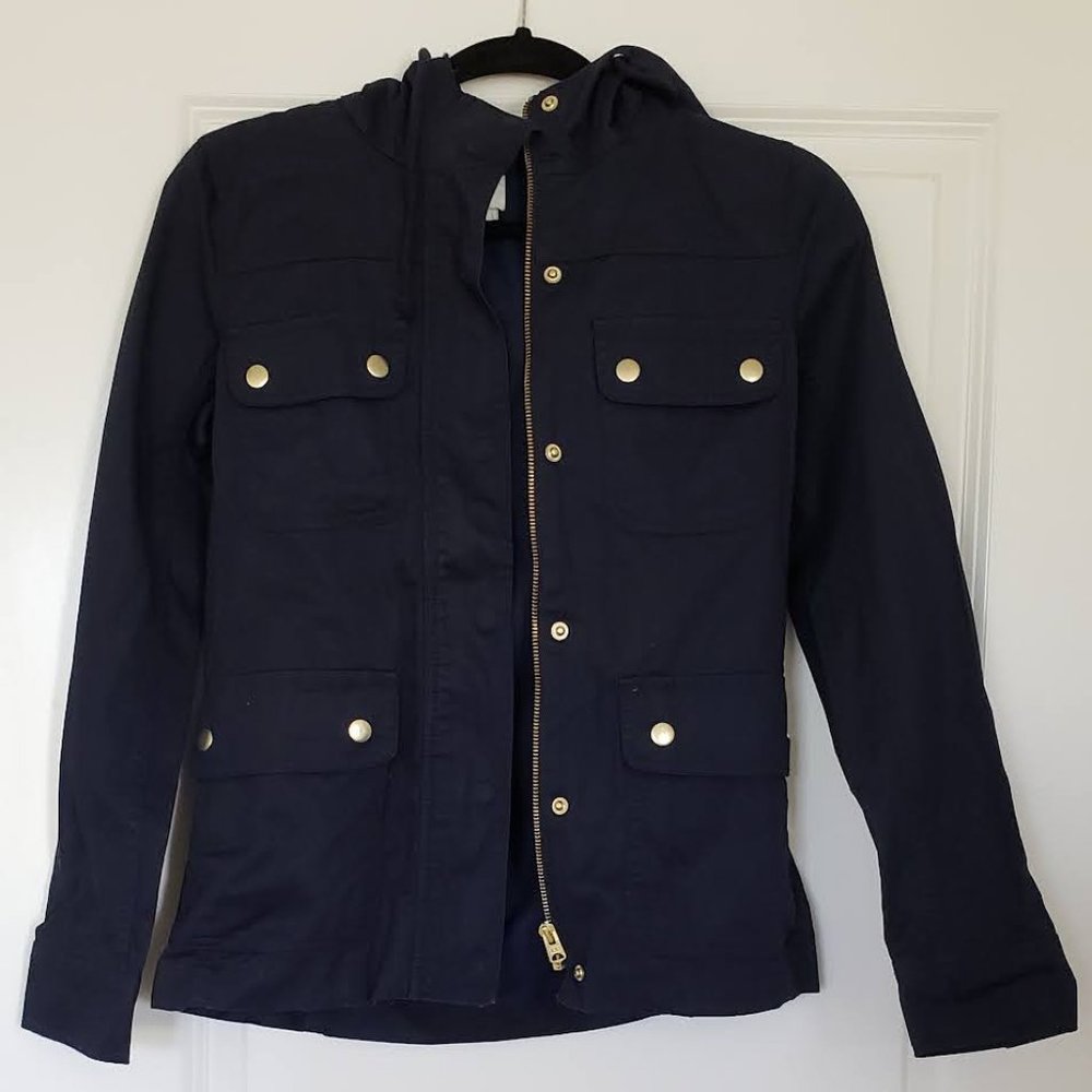 NWT J Crew Utility Jacket, XXS Navy